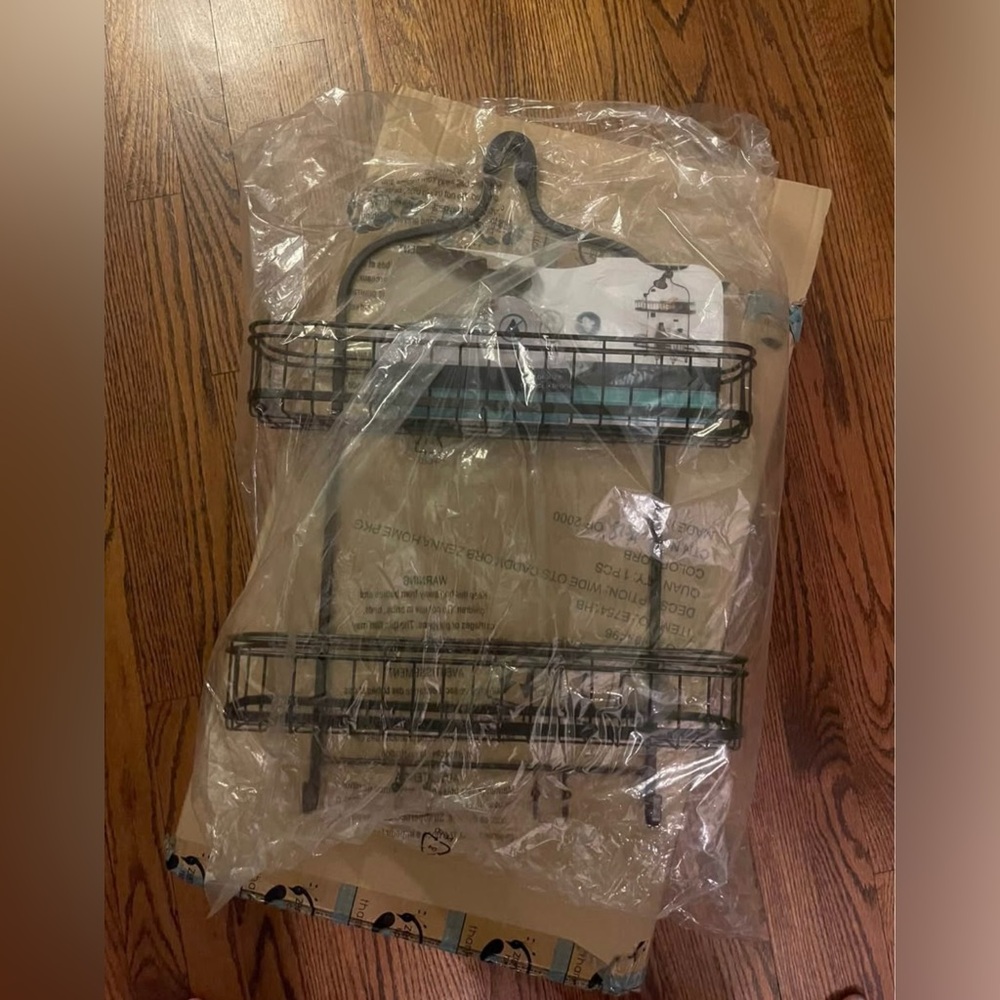 NWT Bronze/Black Shower Caddy with Hooks